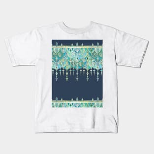 Art Deco Double Drop in Blues and Greens Kids T-Shirt